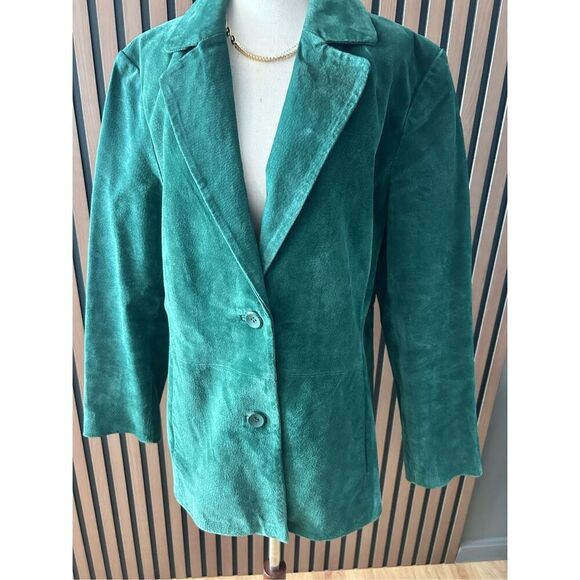 Siena Green 100% Leather Blazer Style Jacket Size 12 - Picture 1 of 7
